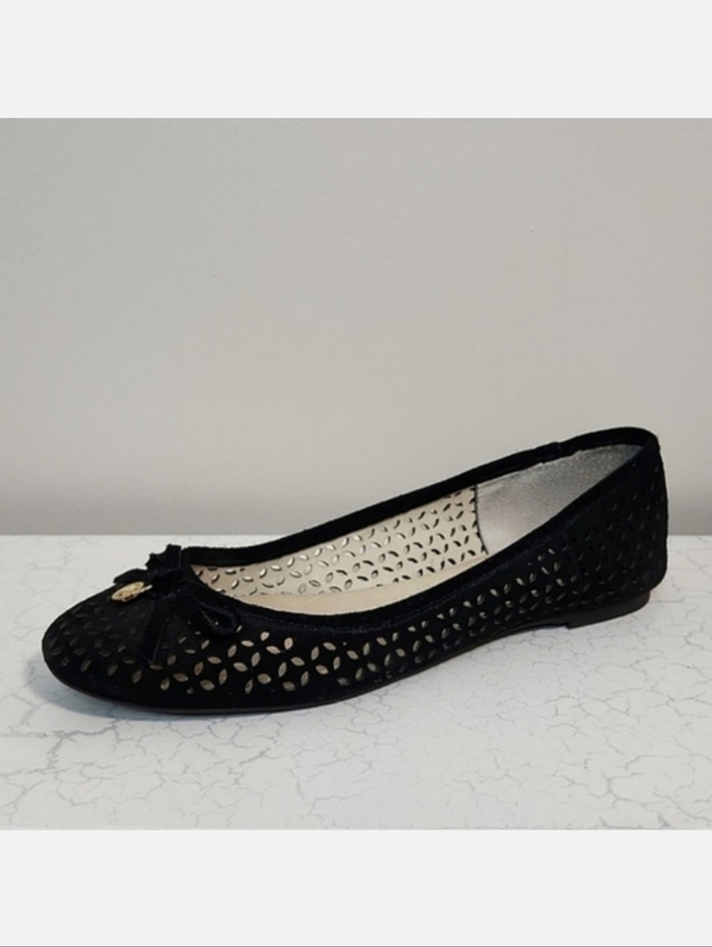 MICHAEL MK Olivia Black Suede Ballet Flats, Size 8 ~ VGUC
